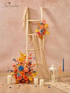 Fall Flowers Artificial Orange Navy Blue Silk Flowers for Wedding, alternate view 7