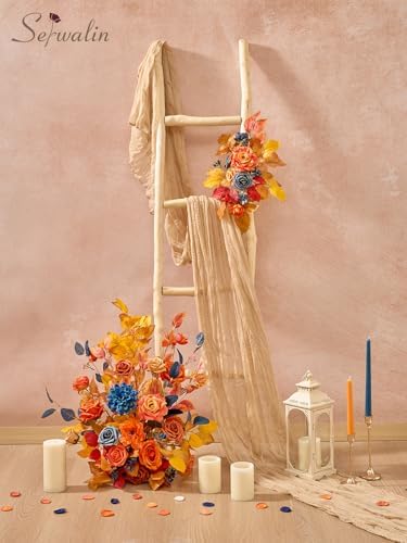 Fall Flowers Artificial Orange Navy Blue Silk Flowers for Wedding, alternate view 7