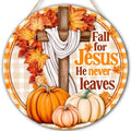 Fall for Jesus Decorations Door Sign for Home, Fall Christian Pumpkin Sign