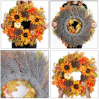Fall Front Door Wreath 24 Inch Autumn Wreaths, alternate view 3