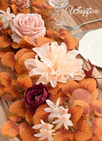 Fall Garland for Mantle, 5.5Ft Eucalyptus Garland with Flowers, alternate view 3