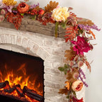 Fall Garland for Mantle with Flower, 6ft, Fall Decorations for Home