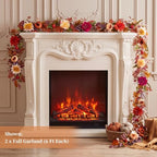 Fall Garland for Mantle with Flower, 6ft, Fall Decorations for Home, alternate view 2