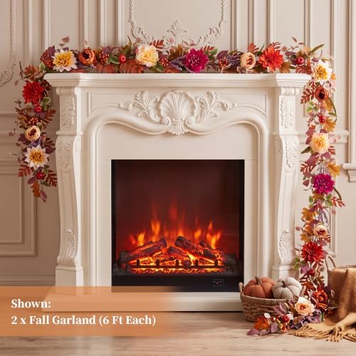 Fall Garland for Mantle with Flower, 6ft, Fall Decorations for Home, alternate view 2
