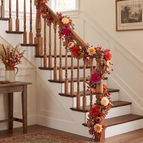 Fall Garland for Mantle with Flower, 6ft, Fall Decorations for Home, alternate view 6