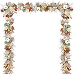 Fall Garland Maple Leaf, 5.9Ft Hanging Vine Garland White with Pumpkins and Berries Thanksgiving Decor for Home