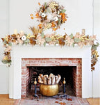 Fall Garland Maple Leaf, 5.9Ft Hanging Vine Garland White with Pumpkins and Berries Thanksgiving Decor for Home, alternate