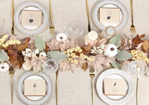 Fall Garland Maple Leaf, 5.9Ft Hanging Vine Garland White with Pumpkins and Berries Thanksgiving Decor for Home, alternate