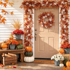 Fall Garland Maple Leaf, Orange&White, 5.9Ft/Piec Artificial Autumn Foliage Garland Thanksgiving Decor,2 Pack, alternate view