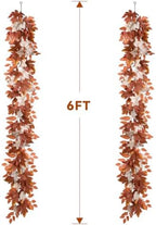 Fall Garland Maple Leaf, Orange&White, 5.9Ft/Piec Artificial Autumn Foliage Garland Thanksgiving Decor,2 Pack, alternate view