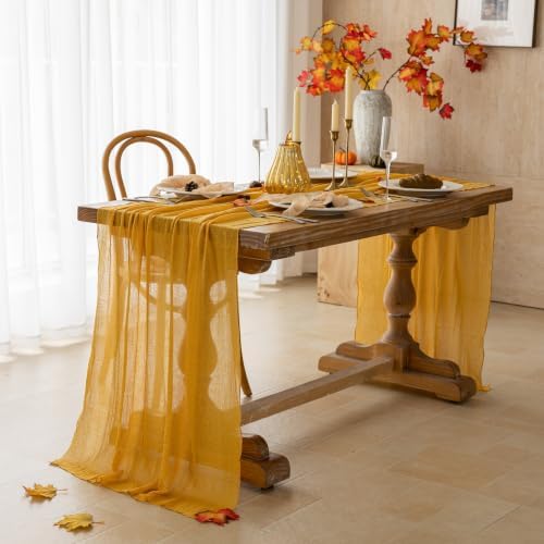Fall Golden Cheesecloth Table Runner 120 Inch Party Home Decorations