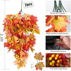 Fall Leaves Hanging Plant Artificial Fall Leaves Garland with Berry in Hanging Fall, alternate view 2