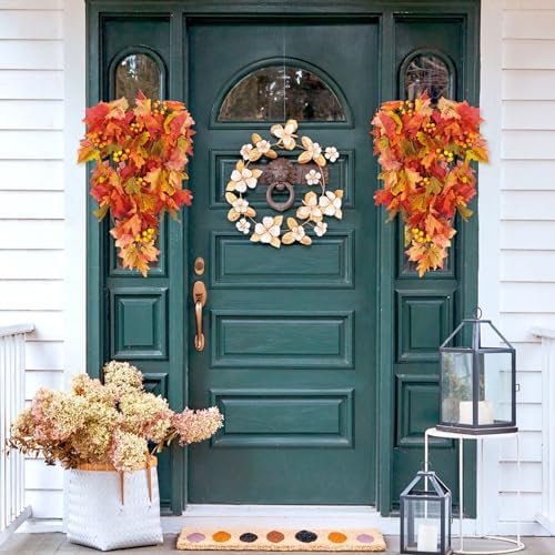 Fall Leaves Hanging Plant Artificial Fall Leaves Garland with Berry in Hanging Fall, alternate view 3