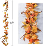 Fall Maple Leaves, 6ft Artificial Autumn Foliage Thanksgiving Decor for Home, Wedding, Fireplace, Party, alternate view 3