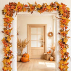 Fall Maple Leaves, 6ft Artificial Autumn Foliage Thanksgiving Decor for Home, Wedding, Fireplace, Party, alternate view 4