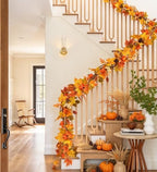 Fall Maple Leaves, 6ft Artificial Autumn Foliage Thanksgiving Decor for Home, Wedding, Fireplace, Party, alternate view 6