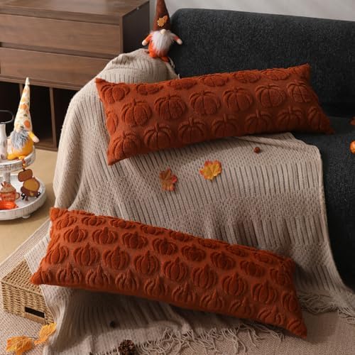 Fall Pillow Covers 14x36 1Pcs Rust Pumpkin Fall Decorations for Home, alternate view 5