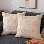 Fall Pillow Covers 18x18 2Pcs Beige Pumpkin Fall Decorations for Home