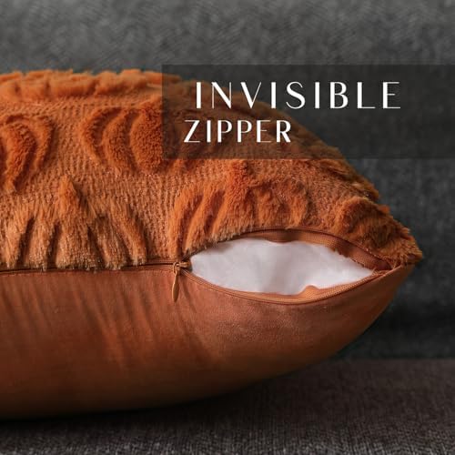 Fall Pillow Covers 26x26 2Pcs Rust Pumpkin Fall Decorations for Home, alternate view 3