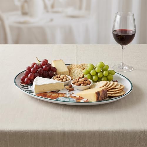 Fall Pumpkin Melamine Oval Serving Platters, 2 Pack 14" Party Trays in 14 inches in Pumpkin Blue, alternate view 2