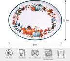 Fall Pumpkin Melamine Oval Serving Platters, 2 Pack 14" Party Trays in 14 inches in Pumpkin Blue, alternate view 3