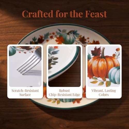 Fall Pumpkin Melamine Oval Serving Platters, 2 Pack 14" Party Trays in 14 inches in Pumpkin Blue, alternate view 4