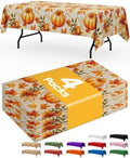 Fall Pumpkin Plastic Table Cloth Disposable, 4 Pack, 54 x 108 in