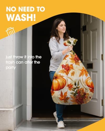 Fall Pumpkin Plastic Table Cloth Disposable, 4 Pack, 54 x 108 in, alternate view 4
