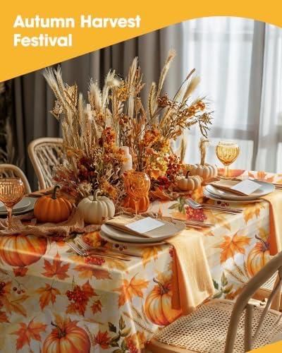 Fall Pumpkin Plastic Table Cloth Disposable, 4 Pack, 54 x 108 in, alternate view 6