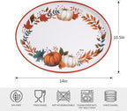 Fall Pumpkin Serving Platters Set of 2, 14 x 10.5 Inch Melamine in 14in in Pumpkin brown, alternate view 3