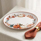 Fall Pumpkin Serving Platters Set of 2, 14 x 10.5 Inch Melamine in 14in in Pumpkin brown, alternate view 6