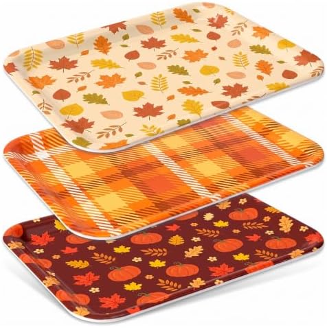 Fall Pumpkin Serving Platters Set, Serving Trays, 3Pack, 13x10Inch in Large in 3Pcs Fall Pumpkin Leaves