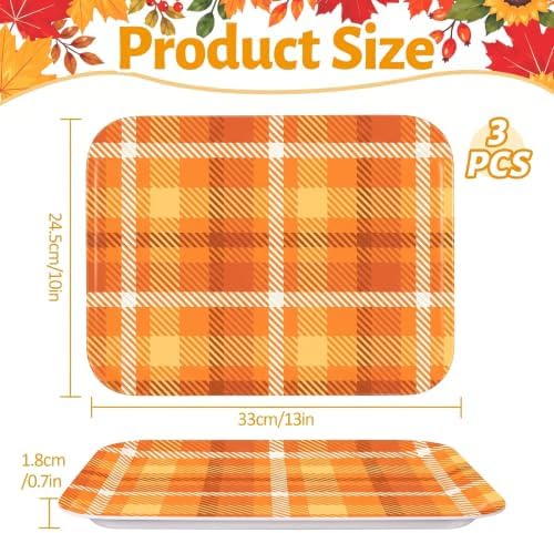 Fall Pumpkin Serving Platters Set, Serving Trays, 3Pack, 13x10Inch in Large in 3Pcs Fall Pumpkin Leaves, alternate view 3