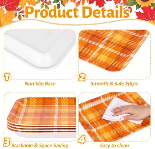 Fall Pumpkin Serving Platters Set, Serving Trays, 3Pack, 13x10Inch in Large in 3Pcs Fall Pumpkin Leaves, alternate view 4