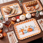 Fall Pumpkin Serving Platters Trays, 3Pack, 13x10 Inch in Large in 3Pcs Fall Pumpkin Plaid, alternate view 2