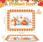 Fall Pumpkin Serving Platters Trays, 3Pack, 13x10 Inch in Large in 3Pcs Fall Pumpkin Plaid, alternate view 3