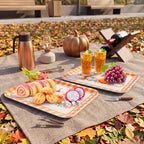 Fall Pumpkin Serving Platters Trays, 3Pack, 13x10 Inch in Large in 3Pcs Fall Pumpkin Plaid, alternate view 5