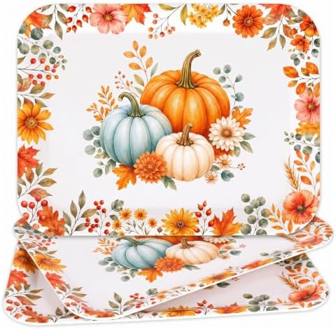 Fall Pumpkin Serving Trays, Pumpkin Serving Platters, 3Pack, 13x10 in Large in 3Pcs Fall Pumpkin Floral