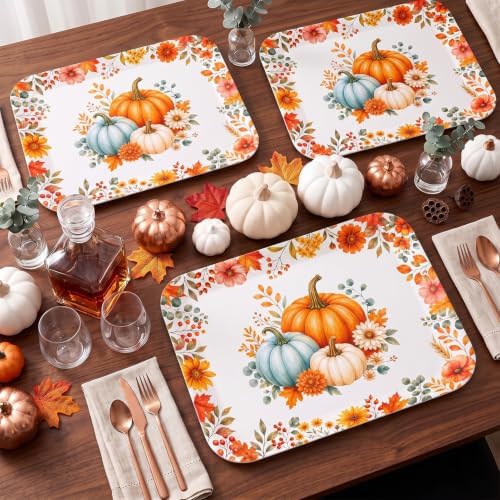 Fall Pumpkin Serving Trays, Pumpkin Serving Platters, 3Pack, 13x10 in Large in 3Pcs Fall Pumpkin Floral, alternate view 2