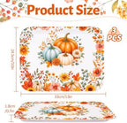 Fall Pumpkin Serving Trays, Pumpkin Serving Platters, 3Pack, 13x10 in Large in 3Pcs Fall Pumpkin Floral, alternate view 3