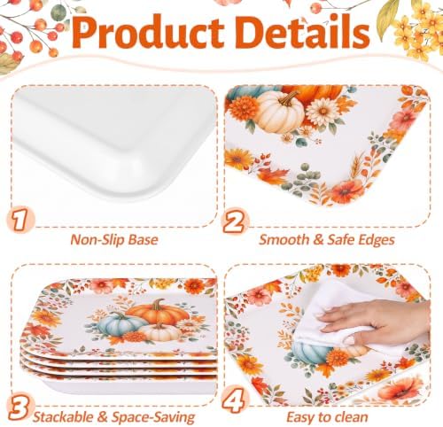Fall Pumpkin Serving Trays, Pumpkin Serving Platters, 3Pack, 13x10 in Large in 3Pcs Fall Pumpkin Floral, alternate view 4