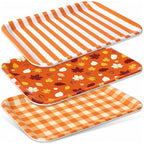 Fall Serving Platters Set, Serving Trays, 3Pack, 13x10Inch in 13x10Inch in 3pcs Fall Striped Plaid