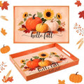 Fall Serving Tray with Handles, Acrylic Rectangular Party Platter in Mainly Black, Orange