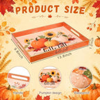 Fall Serving Tray with Handles, Acrylic Rectangular Party Platter in Mainly Black, Orange, alternate view 3