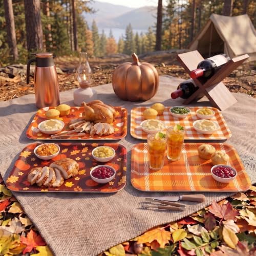 Fall Serving Trays, Fall Serving Platters, 4Pack, 13x10 Inch in 13x10 Inch in 4pcs Fall Leaves Pumpkin, alternate view 5