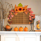 Fall Swag Artificial Flowers for Autumn Decoration Orange Artificial Sunflowers Maple Leaf Hanging Floral Swag, alternate