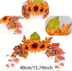 Fall Swag Artificial Flowers for Autumn Decoration Orange Artificial Sunflowers Maple Leaf Hanging Floral Swag, alternate