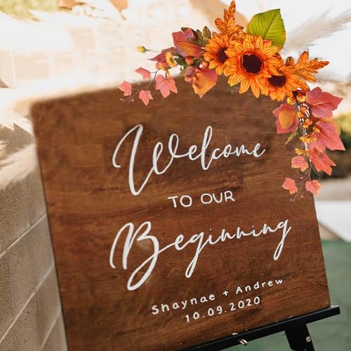 Fall Swag Artificial Flowers for Autumn Decoration Orange Artificial Sunflowers Maple Leaf Hanging Floral Swag, alternate