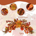 Fall Swag Wreaths for Front Door Artificial Dahlia Flowers Orange Floral Swag Autumn Pumpkins Berries Maple Leaf, alternate