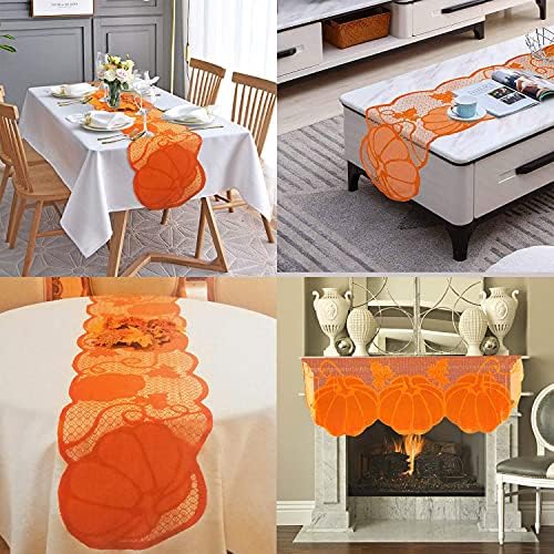 Fall Table Runner Fall Decorations for Home 13 x 72 Inch Pumpkin Lace in 13 x 72 Inch, alternate view 5